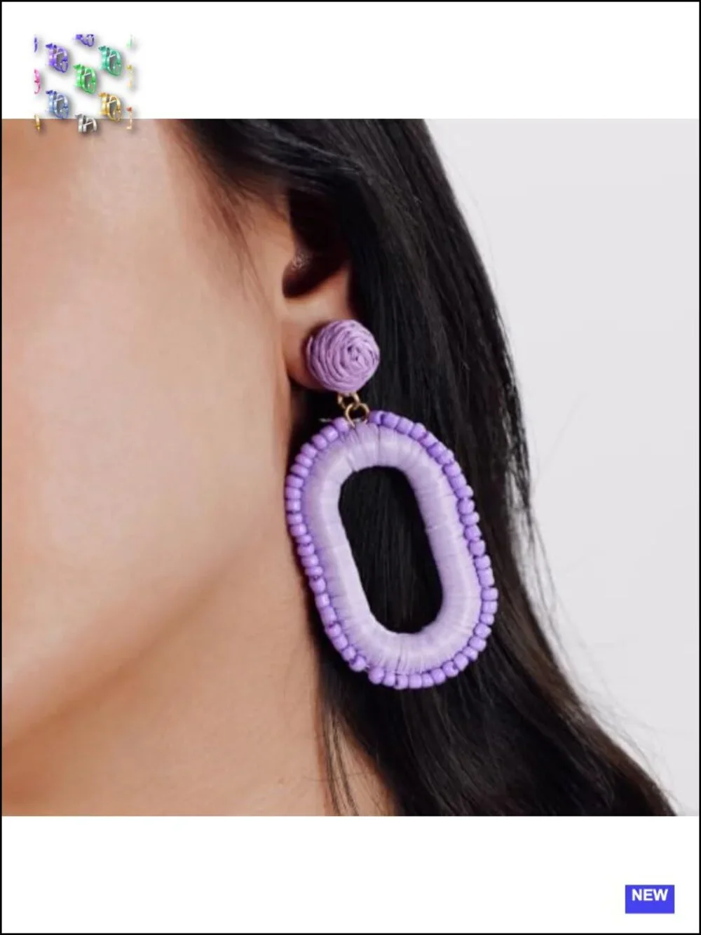 Boho Beaded Raffia Drop Earrings Statement Square Dangle Summer Jewelry